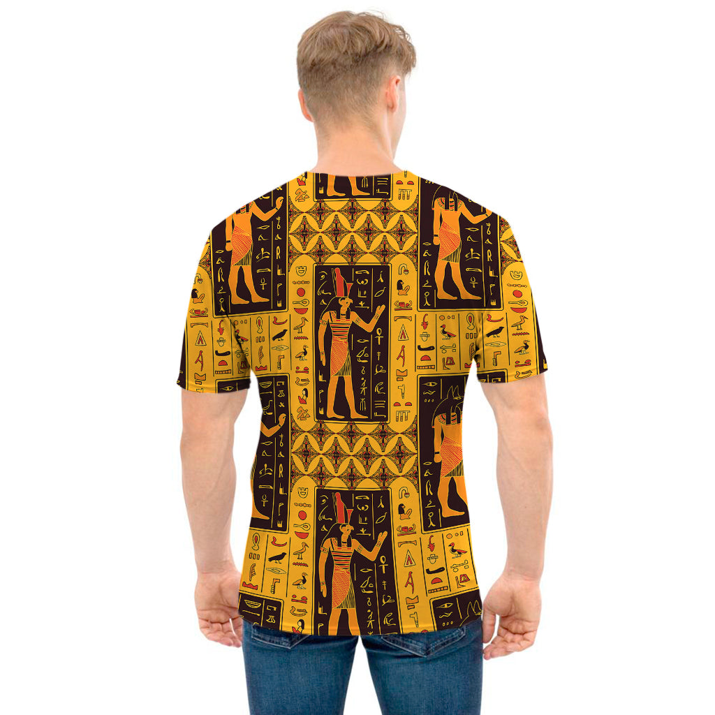 Egyptian Gods And Hieroglyphs Print Men's T-Shirt