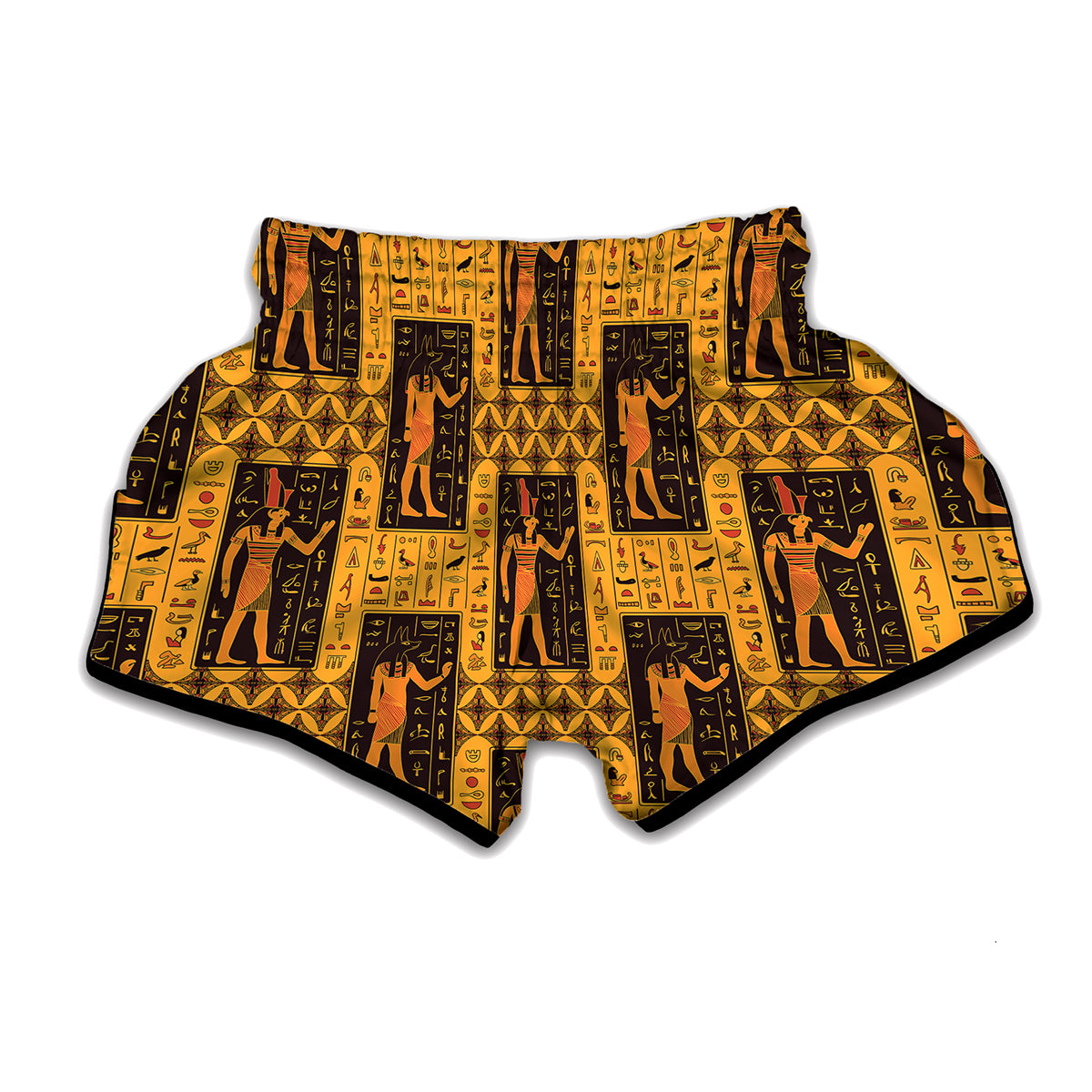Egyptian Gods And Hieroglyphs Print Muay Thai Boxing Shorts