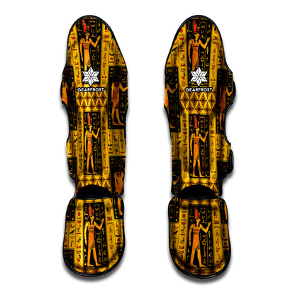 Egyptian Gods And Hieroglyphs Print Muay Thai Shin Guard