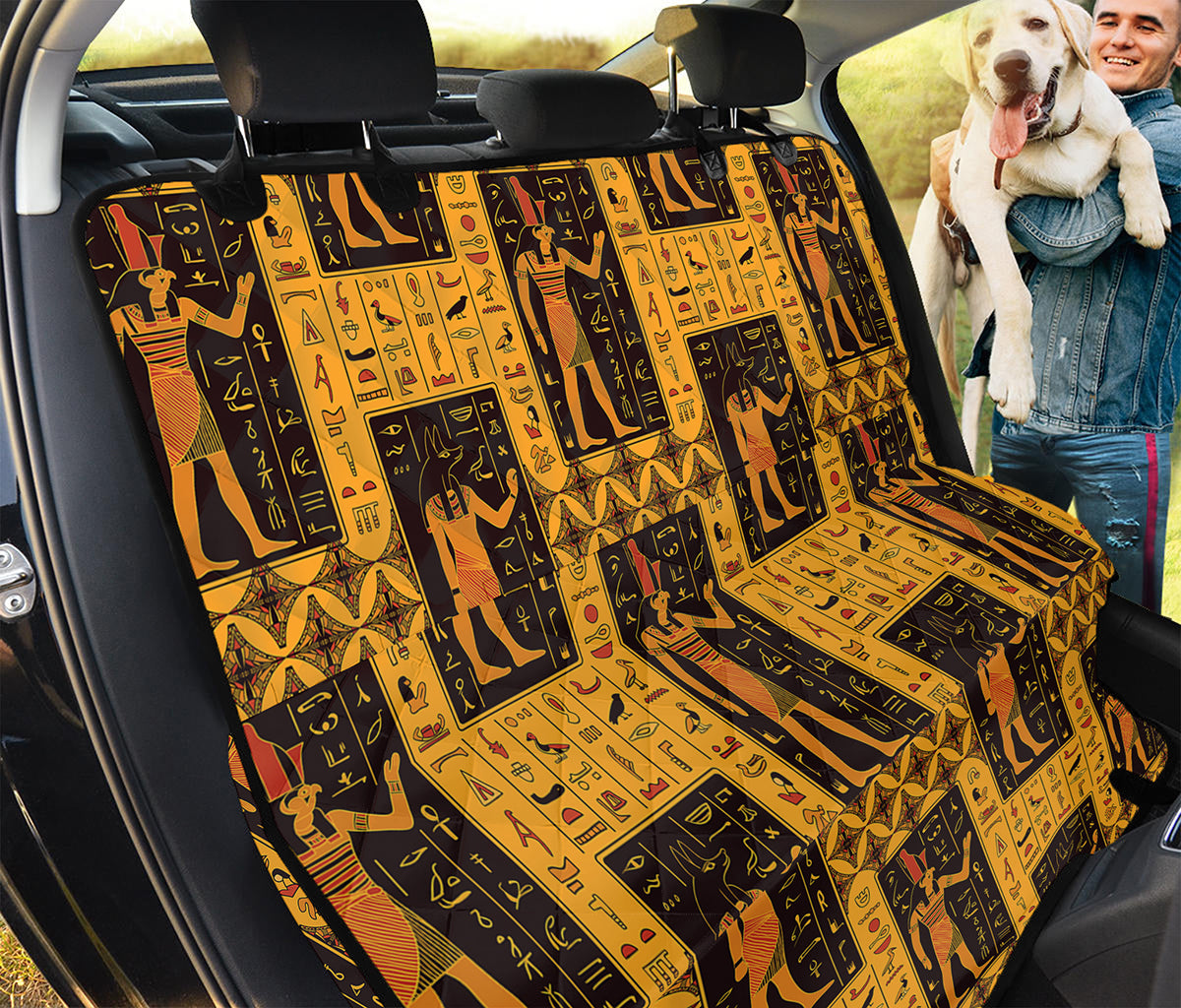 Egyptian Gods And Hieroglyphs Print Pet Car Back Seat Cover