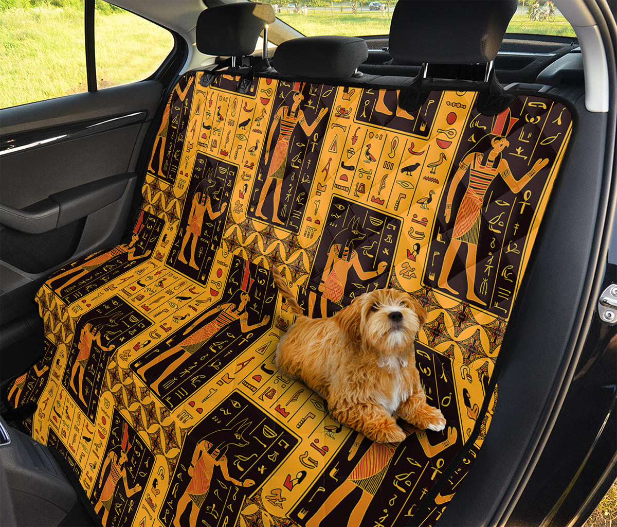 Egyptian Gods And Hieroglyphs Print Pet Car Back Seat Cover