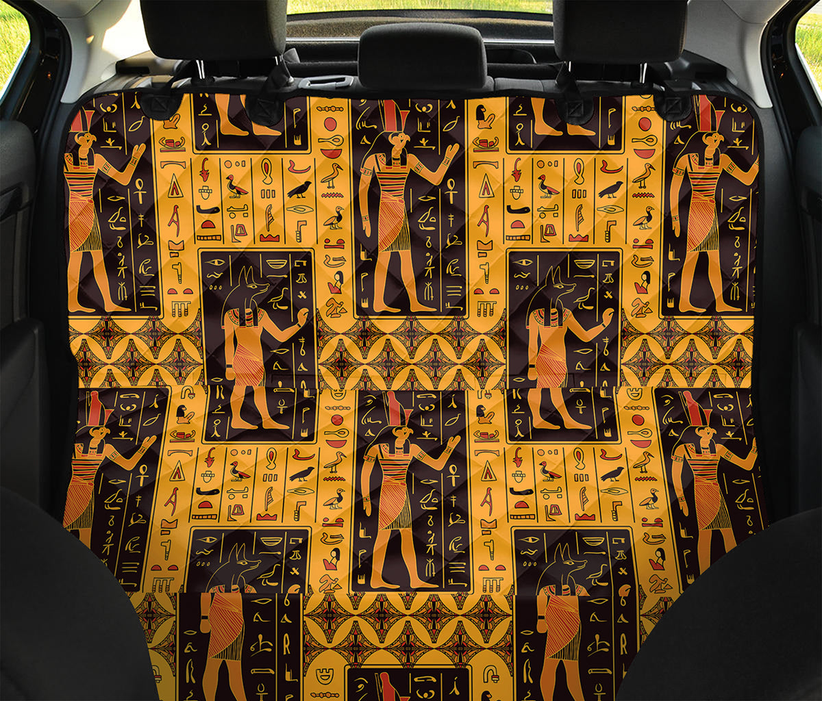 Egyptian Gods And Hieroglyphs Print Pet Car Back Seat Cover