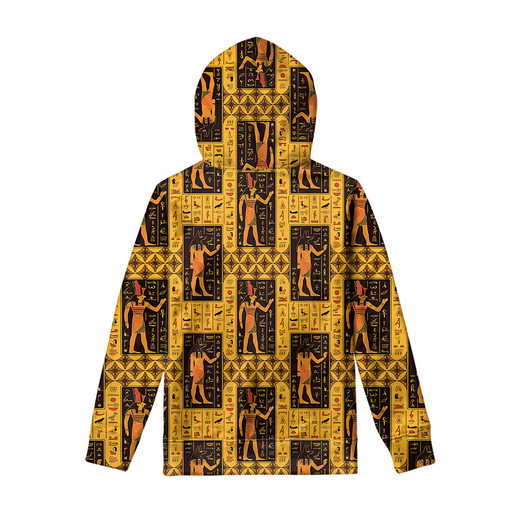 Egyptian Gods And Hieroglyphs Print Pullover Hoodie