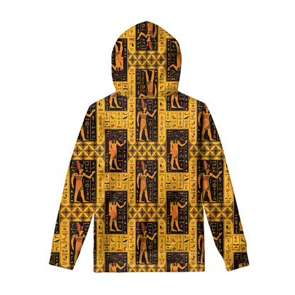 Egyptian Gods And Hieroglyphs Print Pullover Hoodie