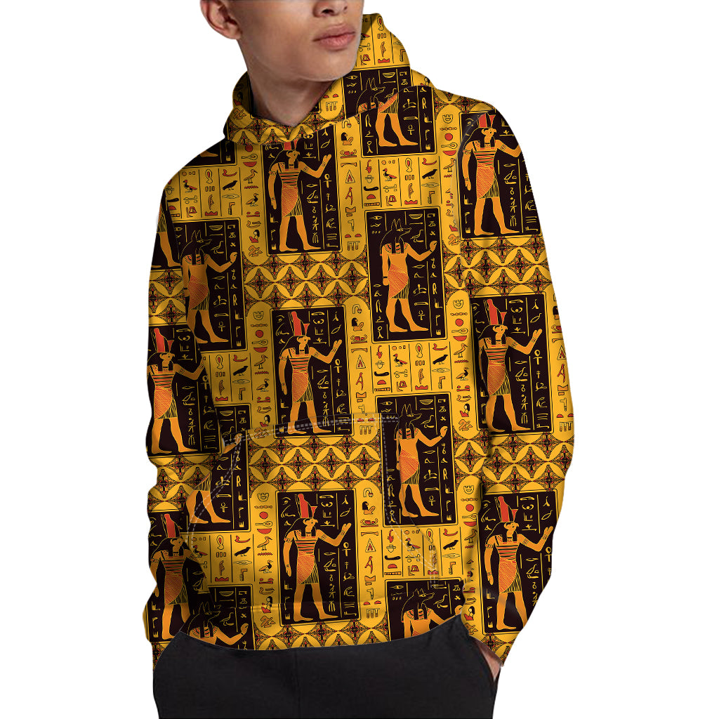 Egyptian Gods And Hieroglyphs Print Pullover Hoodie