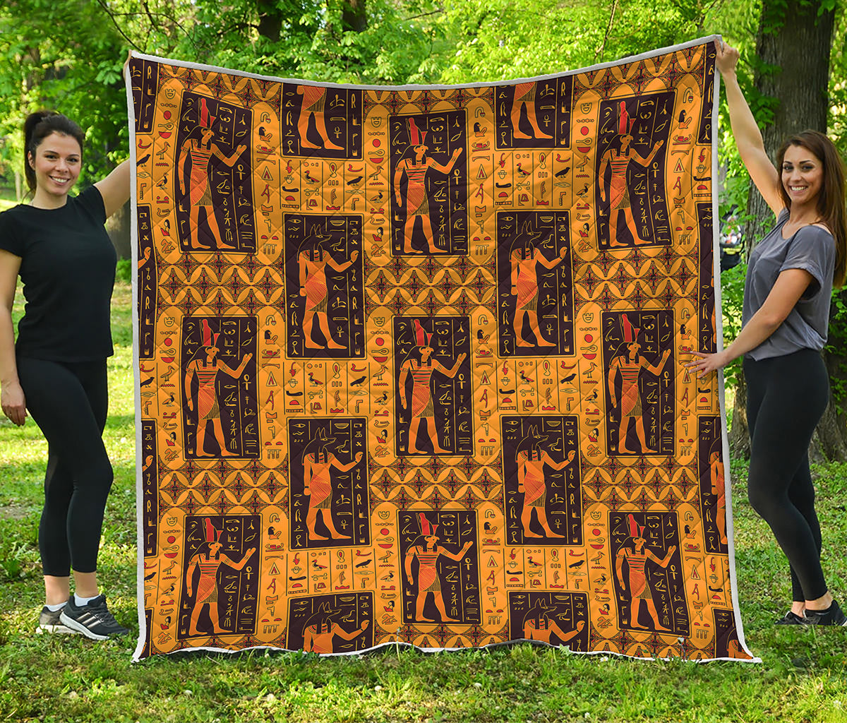 Egyptian Gods And Hieroglyphs Print Quilt