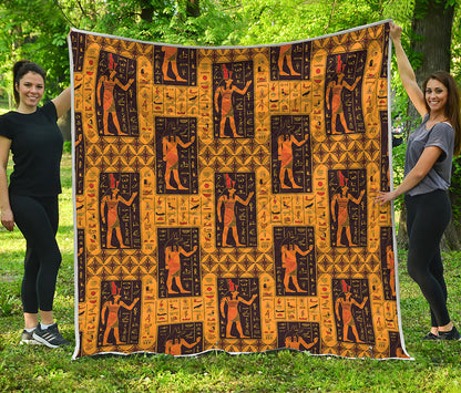 Egyptian Gods And Hieroglyphs Print Quilt
