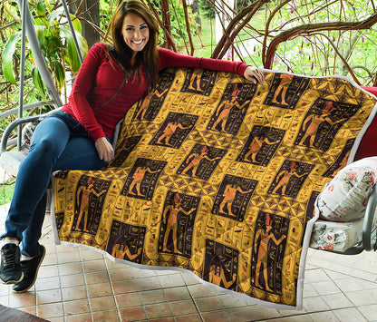 Egyptian Gods And Hieroglyphs Print Quilt