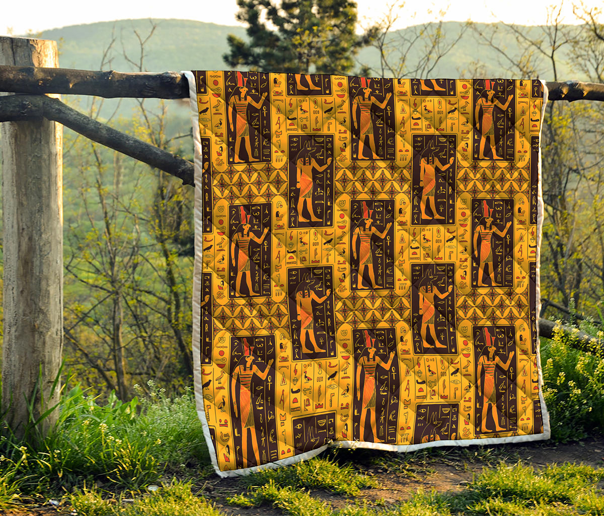 Egyptian Gods And Hieroglyphs Print Quilt
