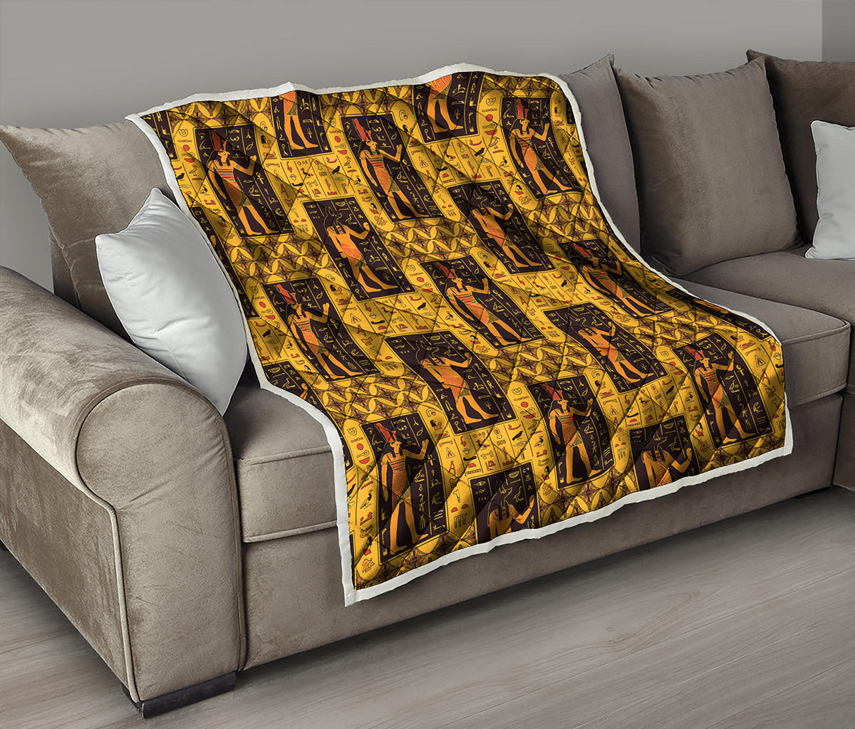 Egyptian Gods And Hieroglyphs Print Quilt