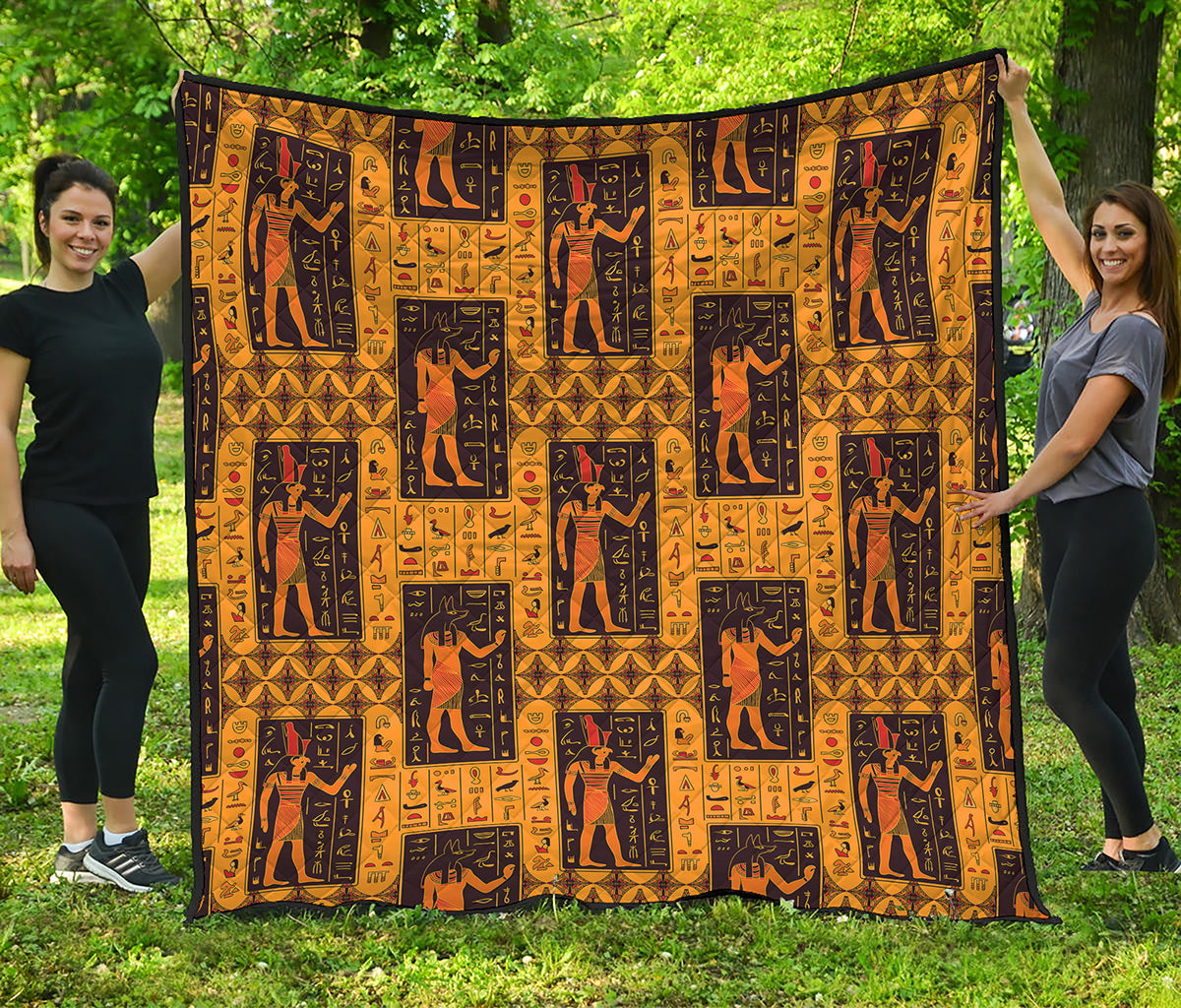 Egyptian Gods And Hieroglyphs Print Quilt