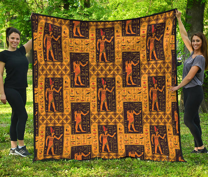 Egyptian Gods And Hieroglyphs Print Quilt
