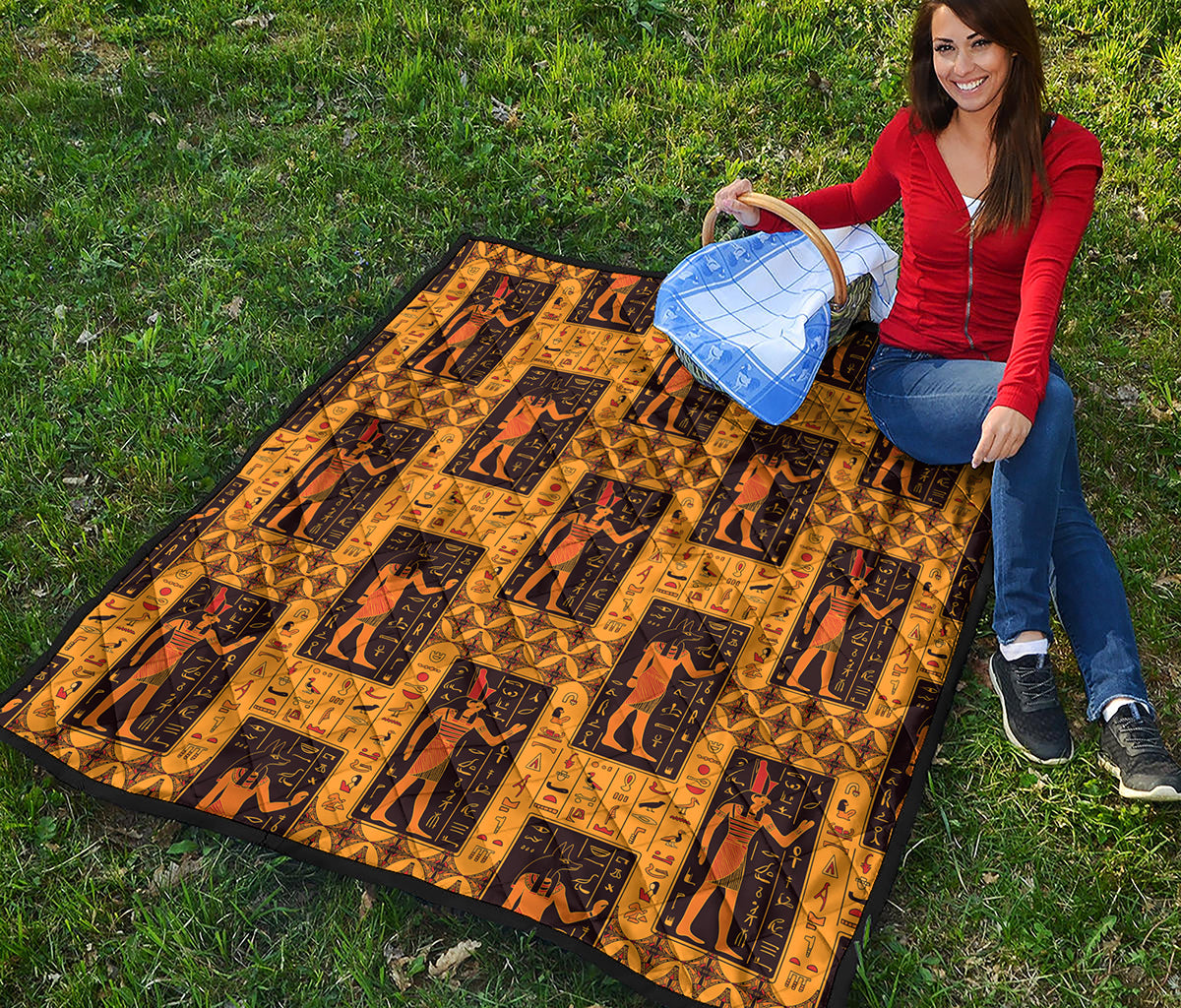 Egyptian Gods And Hieroglyphs Print Quilt