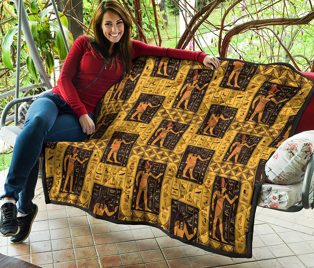 Egyptian Gods And Hieroglyphs Print Quilt
