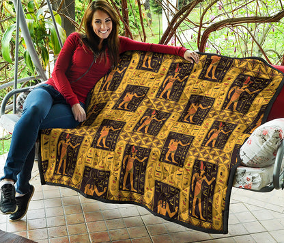Egyptian Gods And Hieroglyphs Print Quilt
