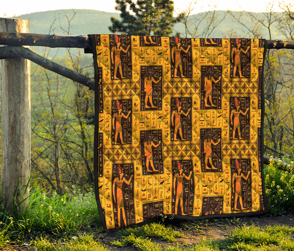 Egyptian Gods And Hieroglyphs Print Quilt