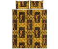 Egyptian Gods And Hieroglyphs Print Quilt Bed Set