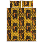 Egyptian Gods And Hieroglyphs Print Quilt Bed Set