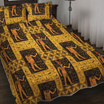 Egyptian Gods And Hieroglyphs Print Quilt Bed Set
