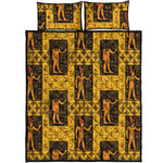 Egyptian Gods And Hieroglyphs Print Quilt Bed Set