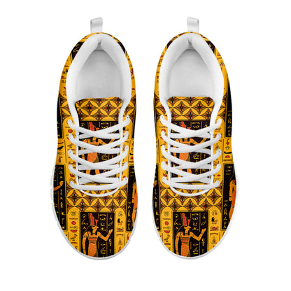 Egyptian Gods And Hieroglyphs Print White Sneakers