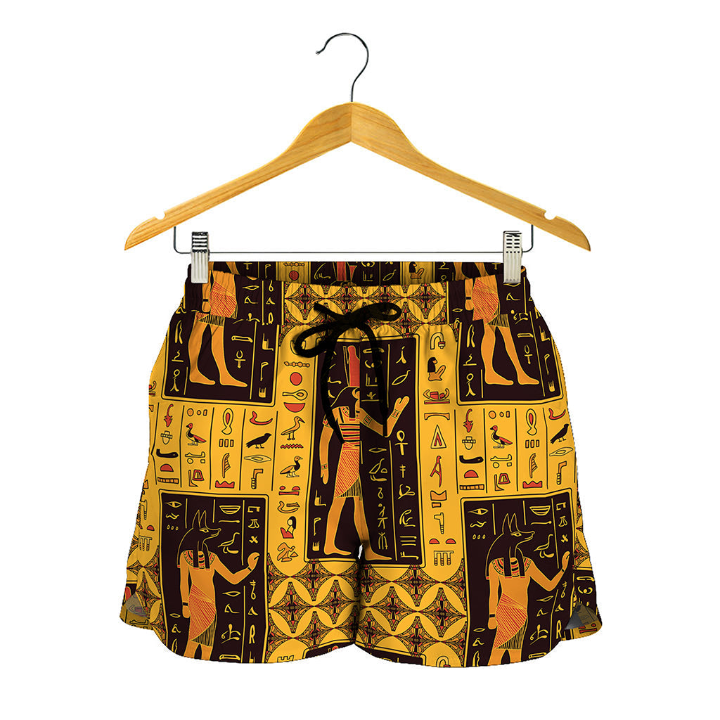 Egyptian Gods And Hieroglyphs Print Women's Shorts