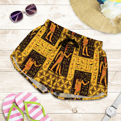 Egyptian Gods And Hieroglyphs Print Women's Shorts