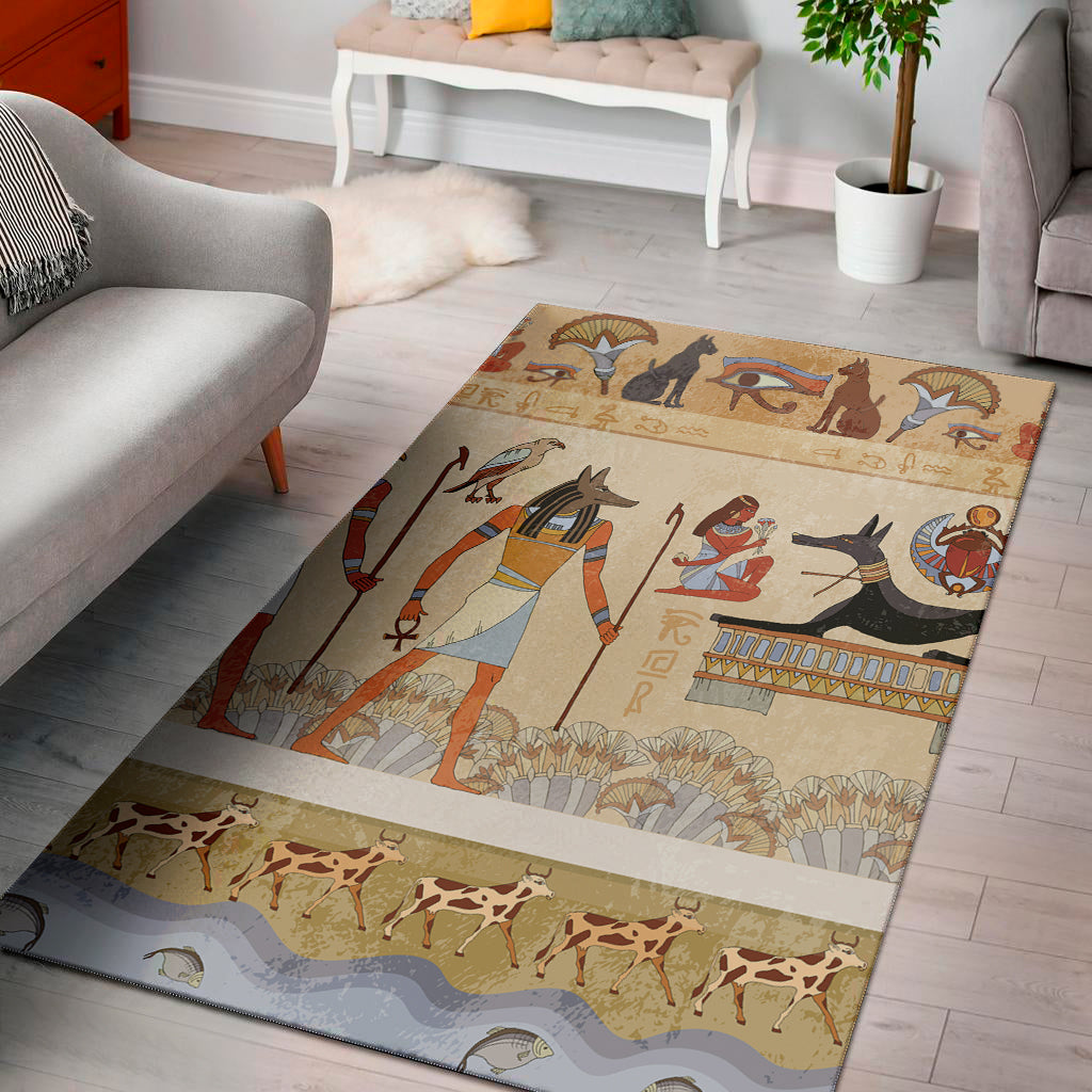 Egyptian Gods And Pharaohs Print Area Rug