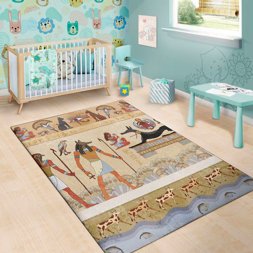 Egyptian Gods And Pharaohs Print Area Rug