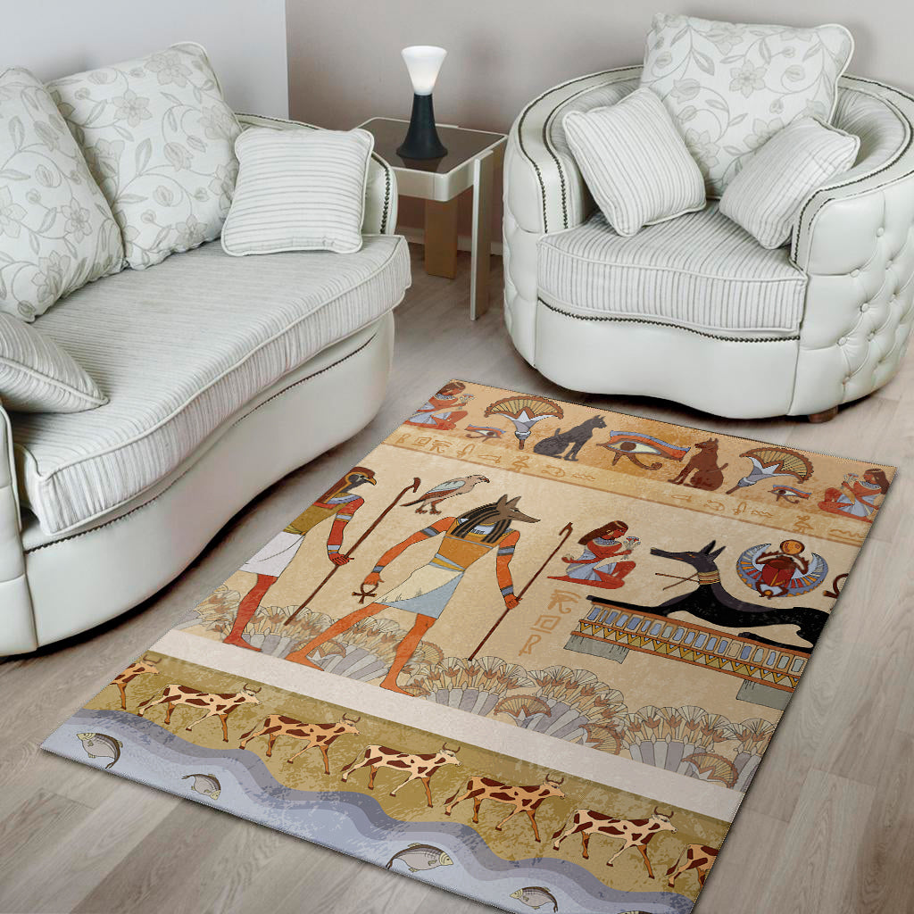 Egyptian Gods And Pharaohs Print Area Rug