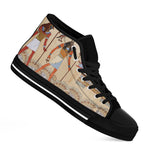 Egyptian Gods And Pharaohs Print Black High Top Shoes
