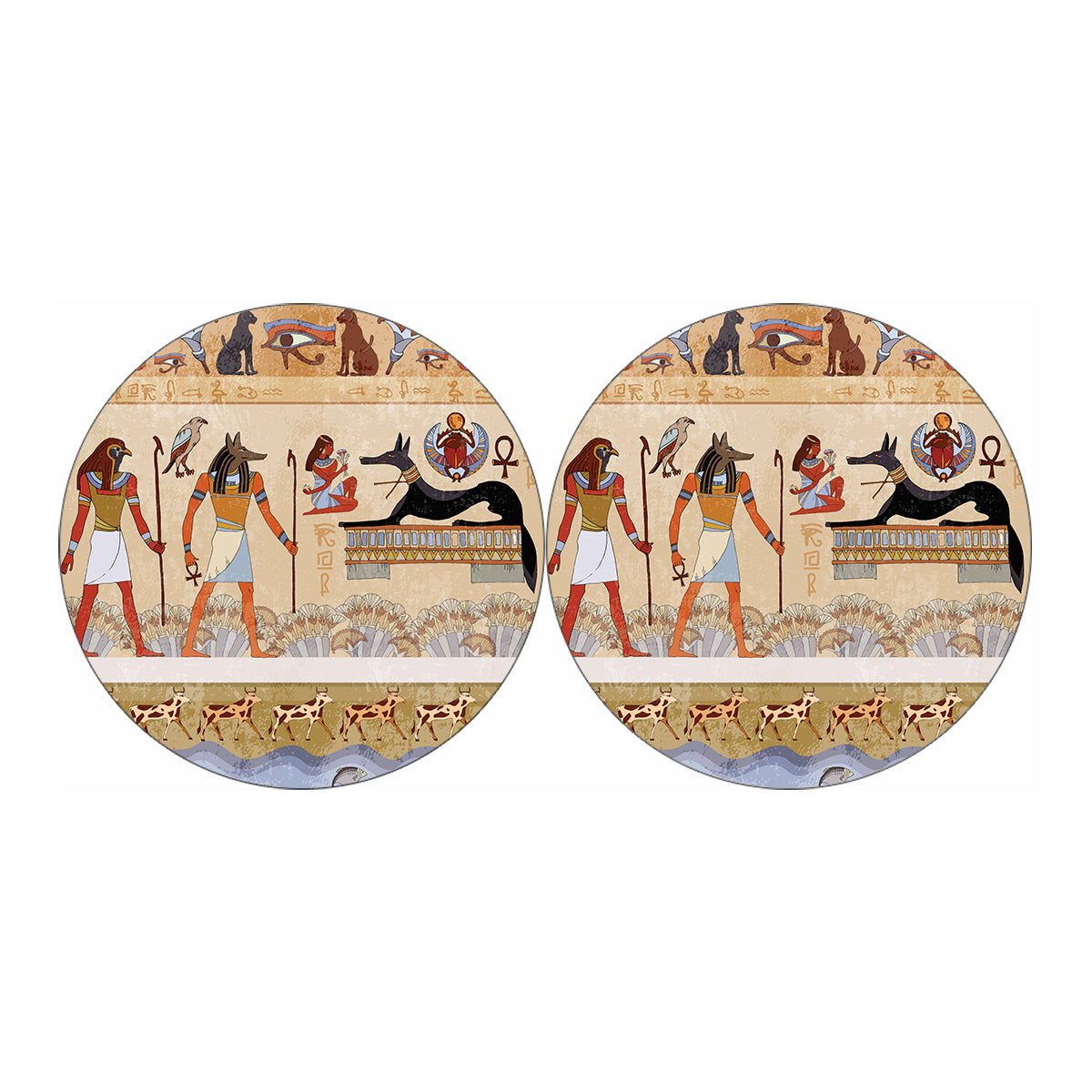 Egyptian Gods And Pharaohs Print Car Coasters
