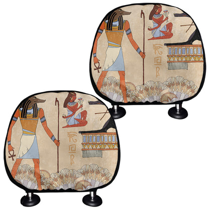 Egyptian Gods And Pharaohs Print Car Headrest Covers
