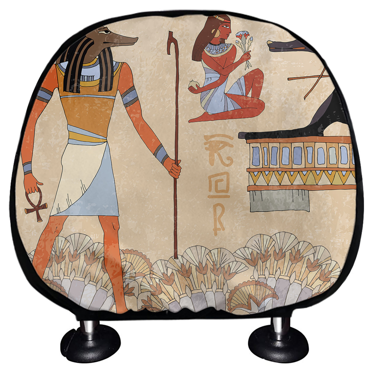 Egyptian Gods And Pharaohs Print Car Headrest Covers