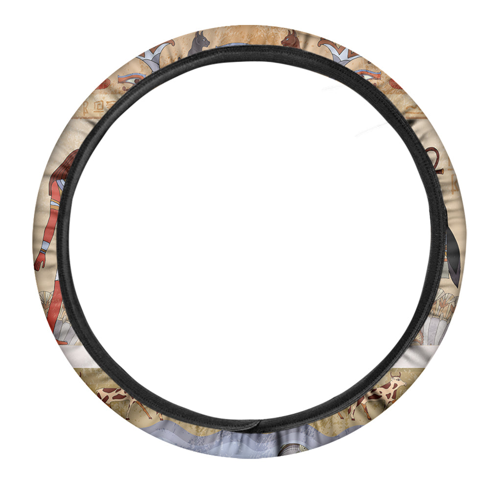 Egyptian Gods And Pharaohs Print Car Steering Wheel Cover
