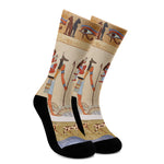 Egyptian Gods And Pharaohs Print Crew Socks