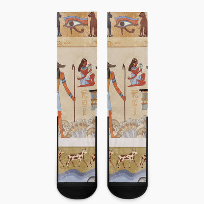 Egyptian Gods And Pharaohs Print Crew Socks