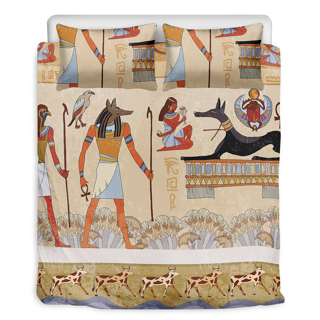Egyptian Gods And Pharaohs Print Duvet Cover Bedding Set