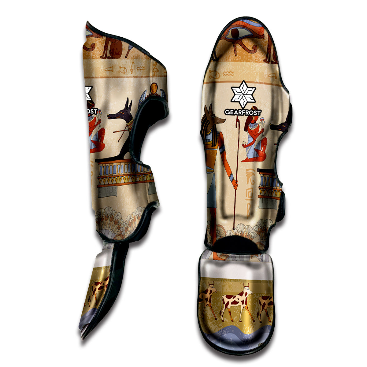 Egyptian Gods And Pharaohs Print Muay Thai Shin Guard