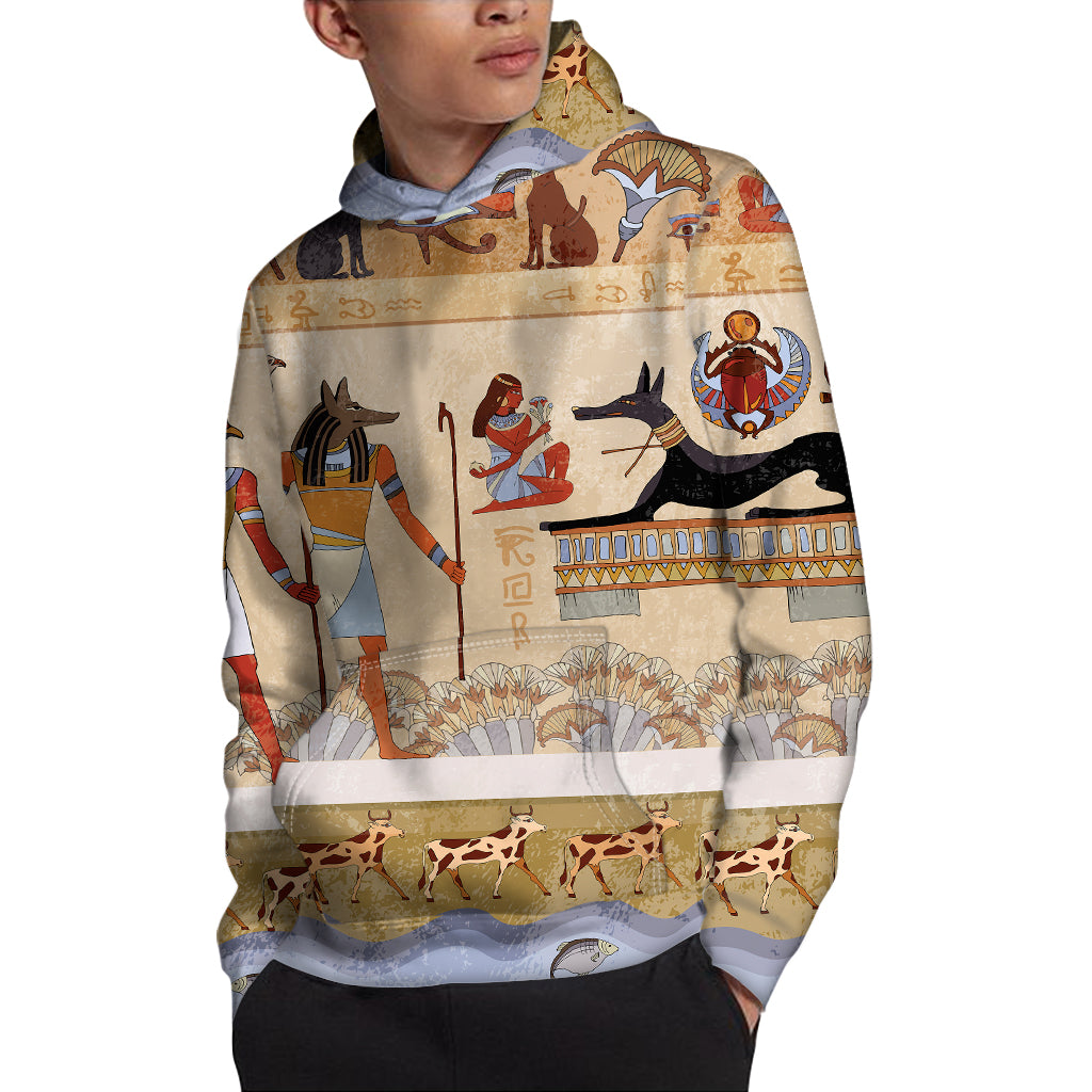 Egyptian Gods And Pharaohs Print Pullover Hoodie
