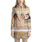 Egyptian Gods And Pharaohs Print Pullover Hoodie Dress