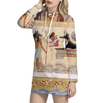 Egyptian Gods And Pharaohs Print Pullover Hoodie Dress
