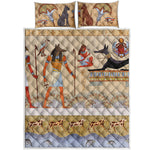 Egyptian Gods And Pharaohs Print Quilt Bed Set