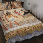 Egyptian Gods And Pharaohs Print Quilt Bed Set
