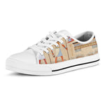 Egyptian Gods And Pharaohs Print White Low Top Shoes