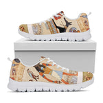 Egyptian Gods And Pharaohs Print White Sneakers