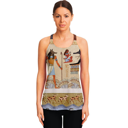 Egyptian Gods And Pharaohs Print Women's Racerback Tank Top