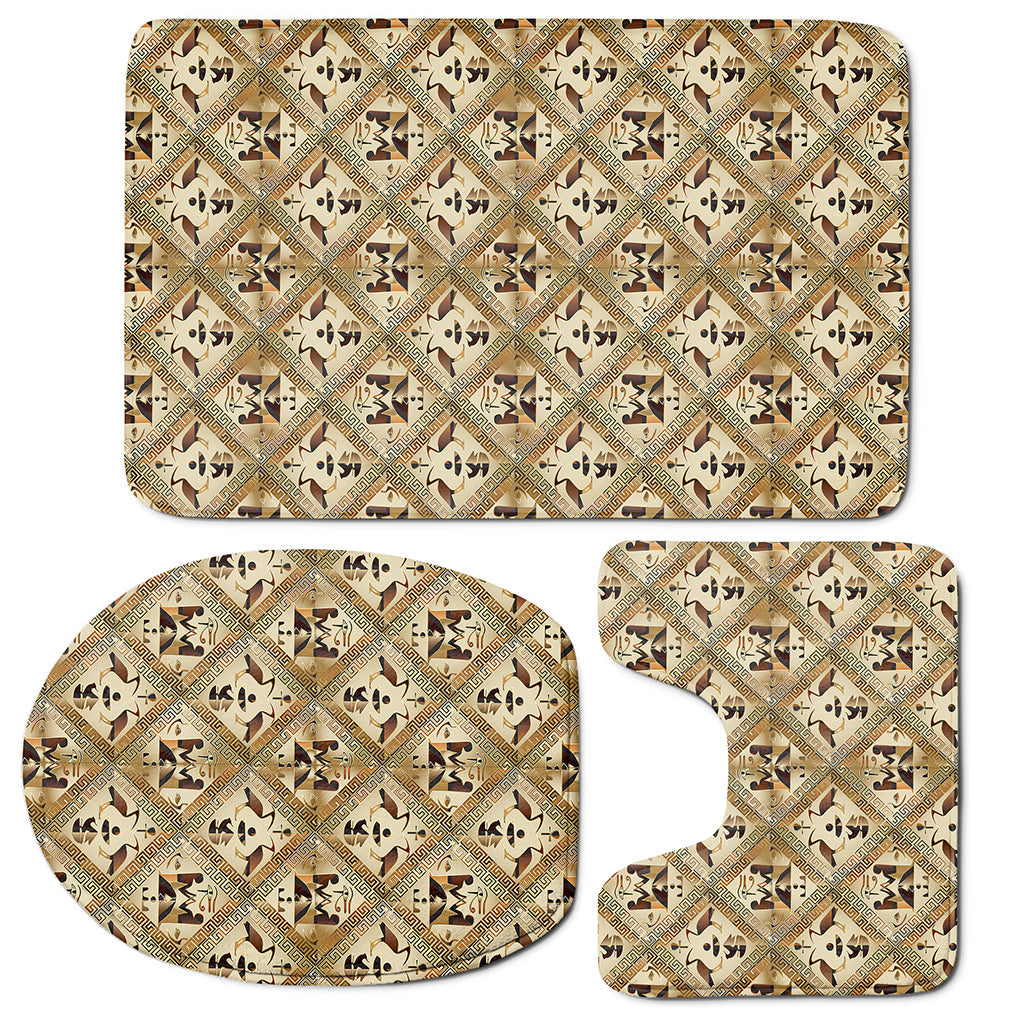 Egyptian Hieroglyphs Pattern Print 3 Piece Bath Mat Set