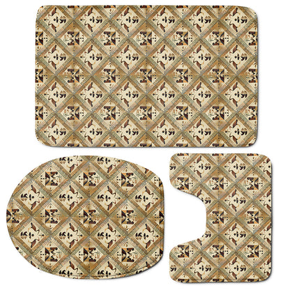 Egyptian Hieroglyphs Pattern Print 3 Piece Bath Mat Set
