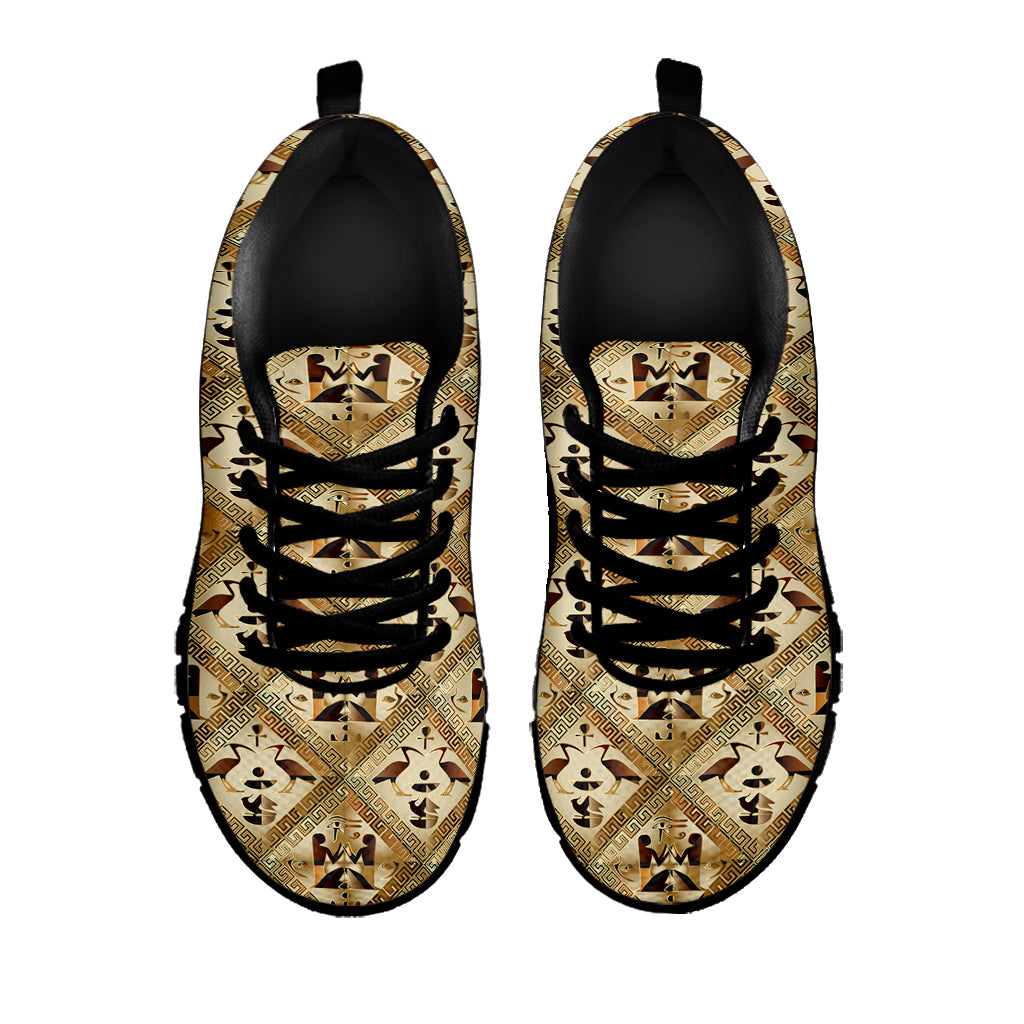 Egyptian Hieroglyphs Pattern Print Black Sneakers